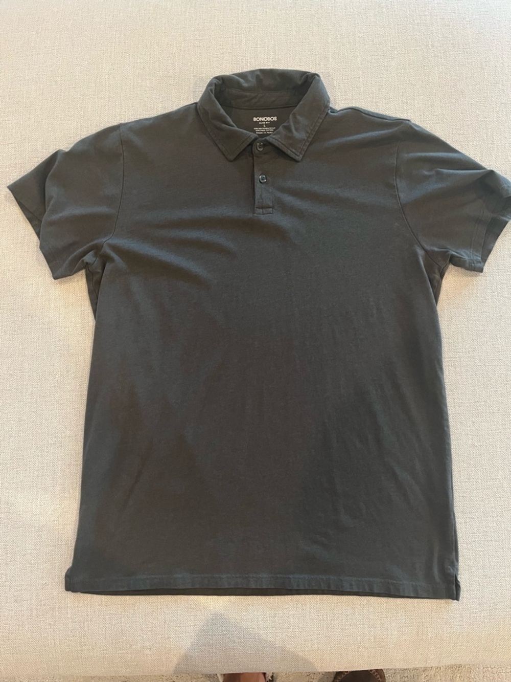 Bonobos Gray Short Sleeve Polo - Minimalist Two-Button